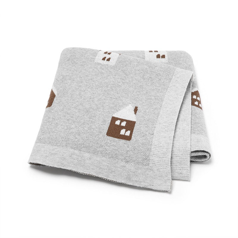 Hot Selling: Spring/Summer New Arrival Knitted Cute Little House Soft Baby Blanket, Perfect For Newborn Boys And Girls-5