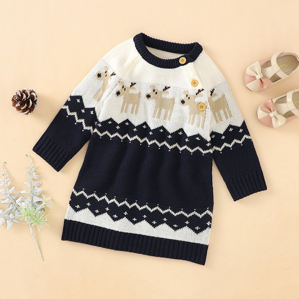 Baby Girl Embroidered Pattern Long Sleeve Autumn New Style Christmas Dress-1