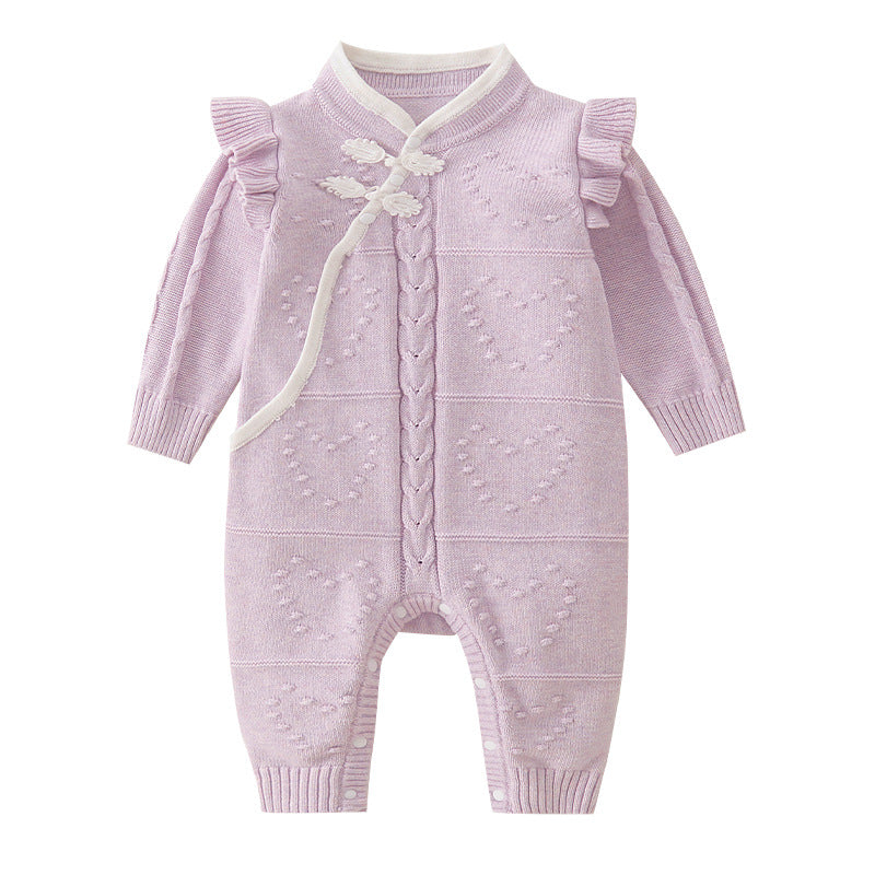 Chinese Style Knitted Rompers For Baby Girl-5