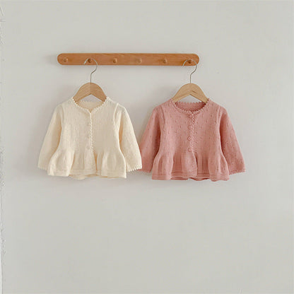 New Arrivals Baby Girls Sweety Laces Round Collars Long-Sleeved Cardigan-8