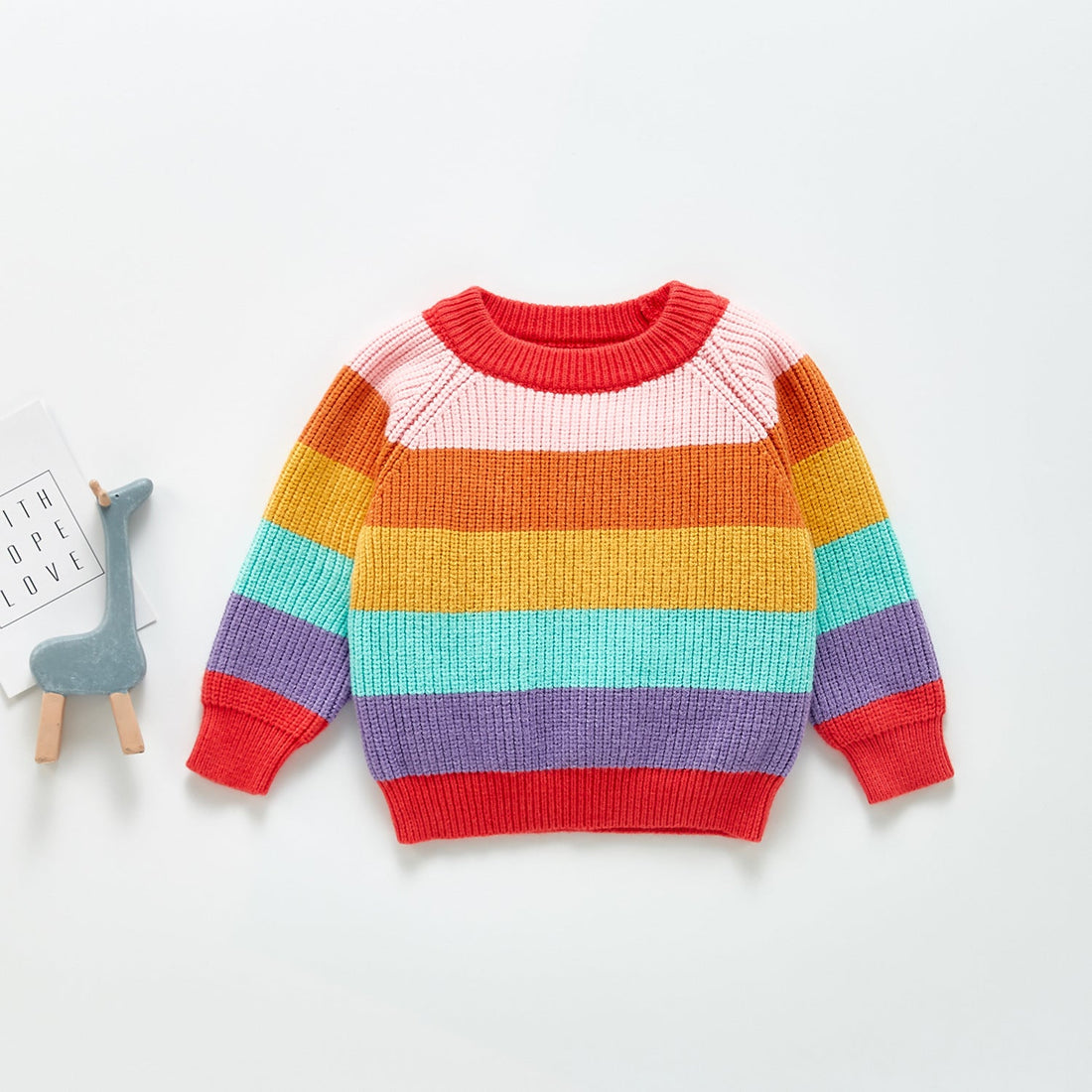 Baby Rainbow Pattern Pullover Long Sleeve Knitwear Sweater-0