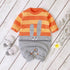 Baby Bunny Embroidery Striped Pattern Contrast Knitted Romper-2