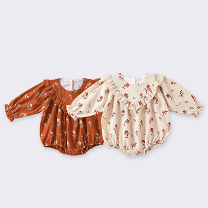 Flower Pattern Vintage Style Cute Onesies-5