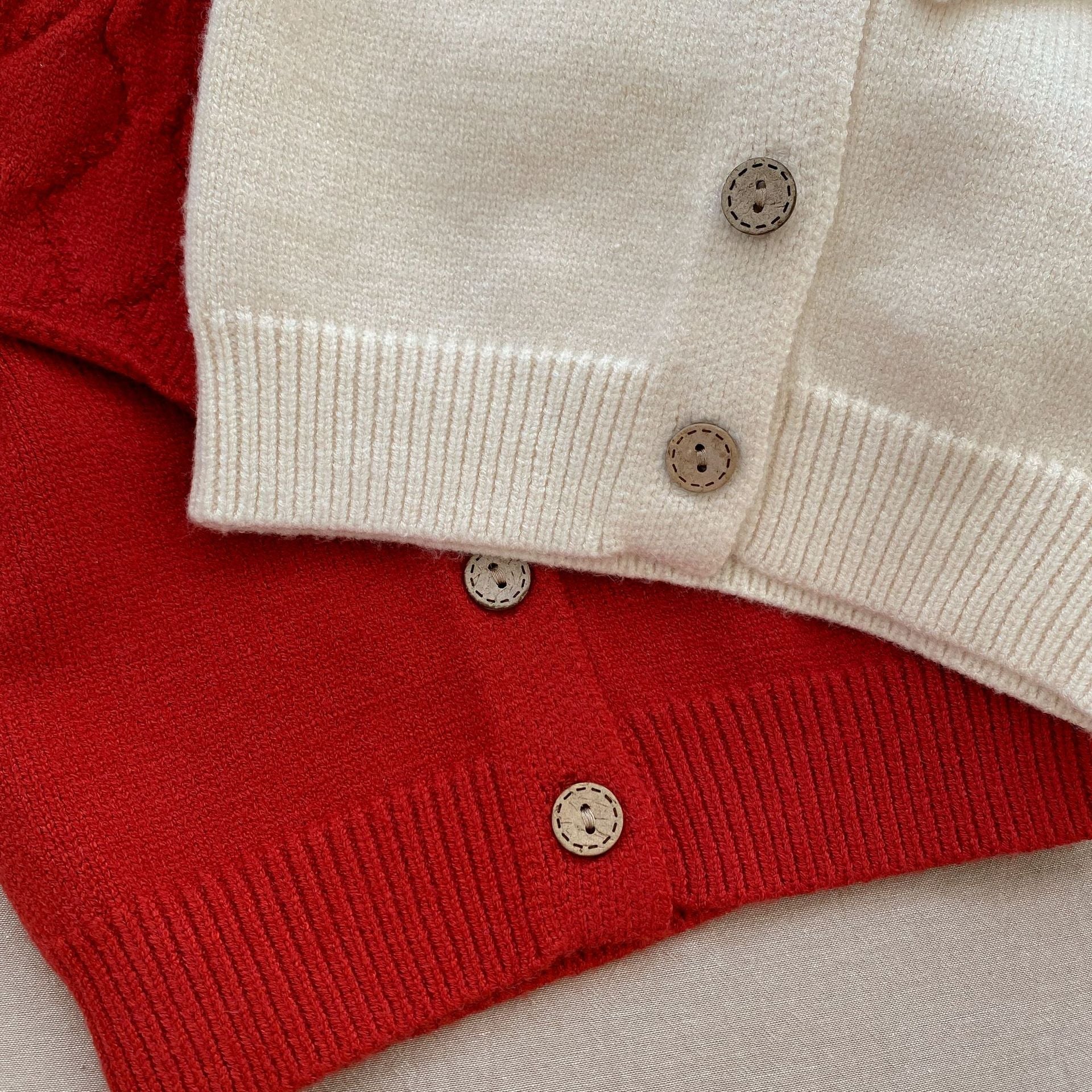 Baby Girl Solid Color Lapel Design Knit Cardigan-6