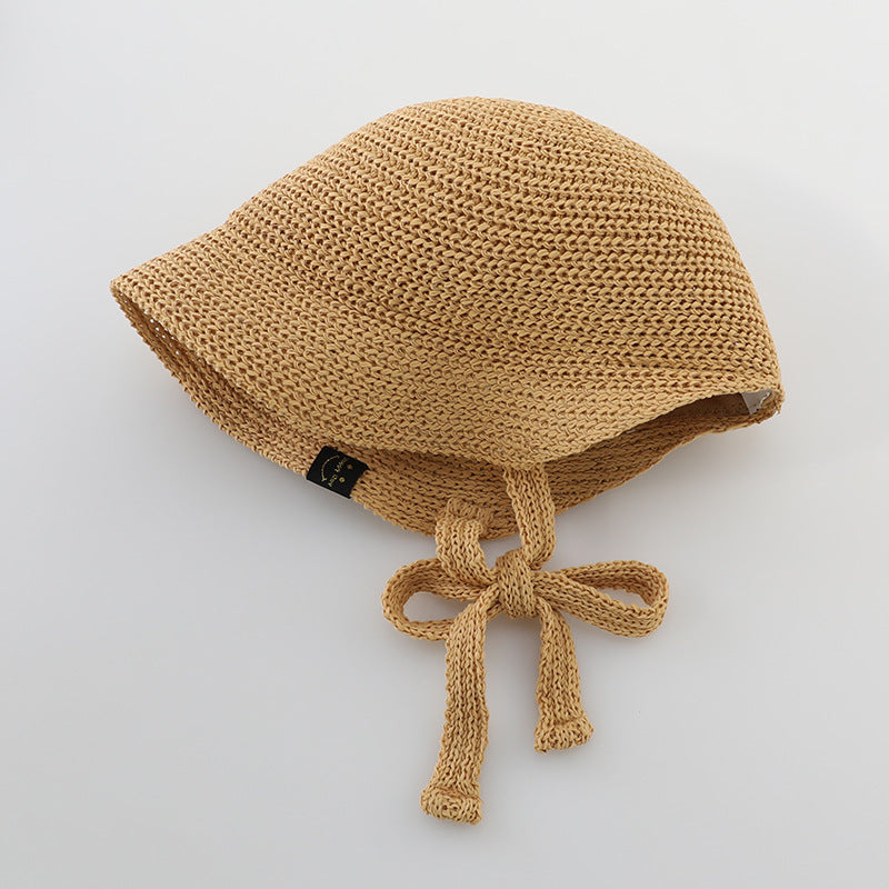 Summer Trendy Straw Hat For Girls, Baby Girl Sun Hat, Thin And Hollowed-Out Design Fisherman Hat-1