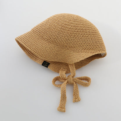Summer Trendy Straw Hat For Girls, Baby Girl Sun Hat, Thin And Hollowed-Out Design Fisherman Hat-1