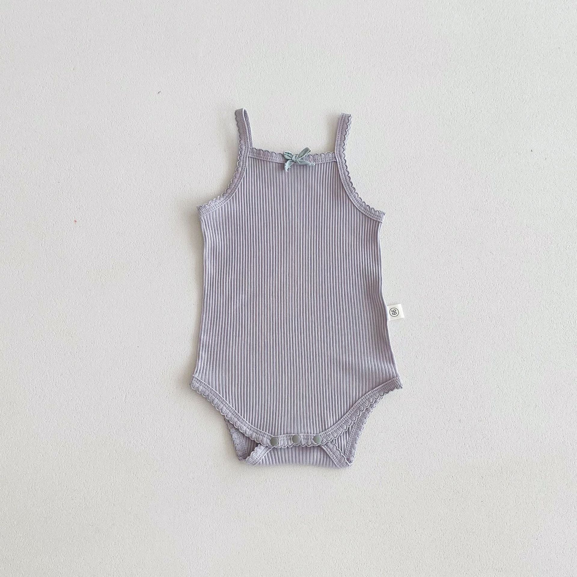 Summer Hot Selling Baby Girls Simple Thin Solid Color Soft Onesies-6