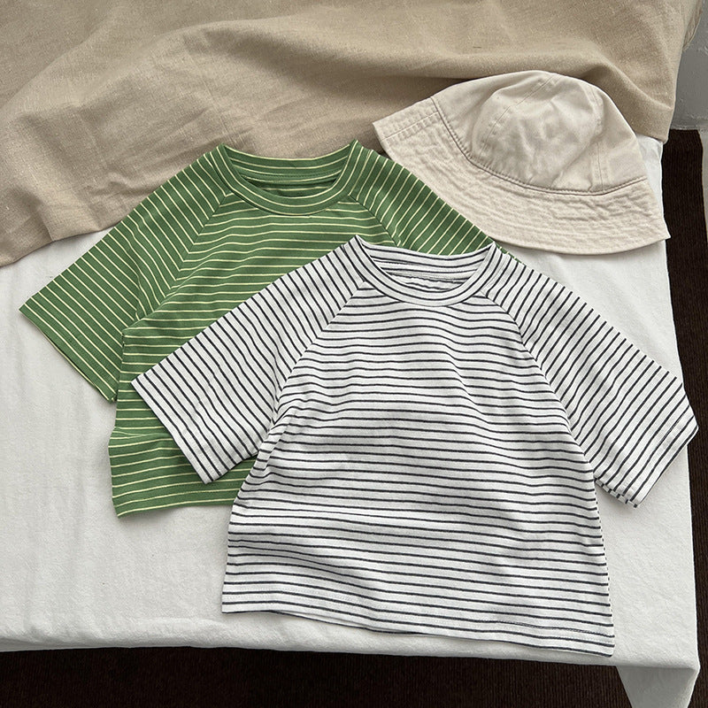 Baby Striped Pattern O-Neck Soft Cotton Shirts-5