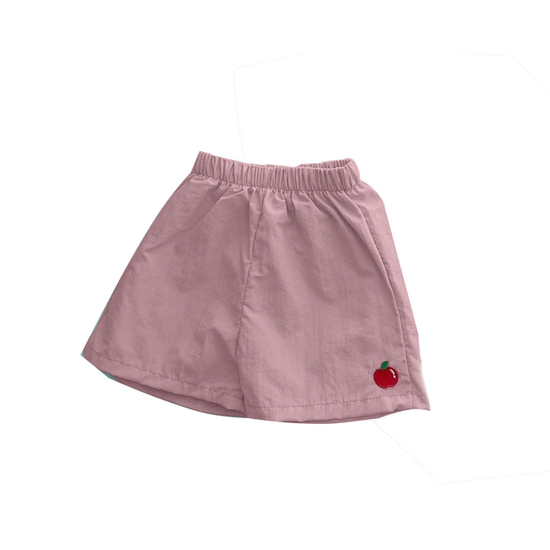 Baby Fruit Embroidered Pattern Summer Beach Comfy Shorts-6