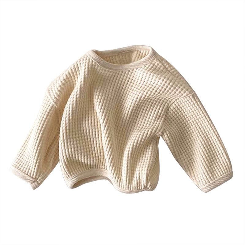 Baby Solid Color Waffle Fabric Long Sleeves Soft Cotton Hoodies-6