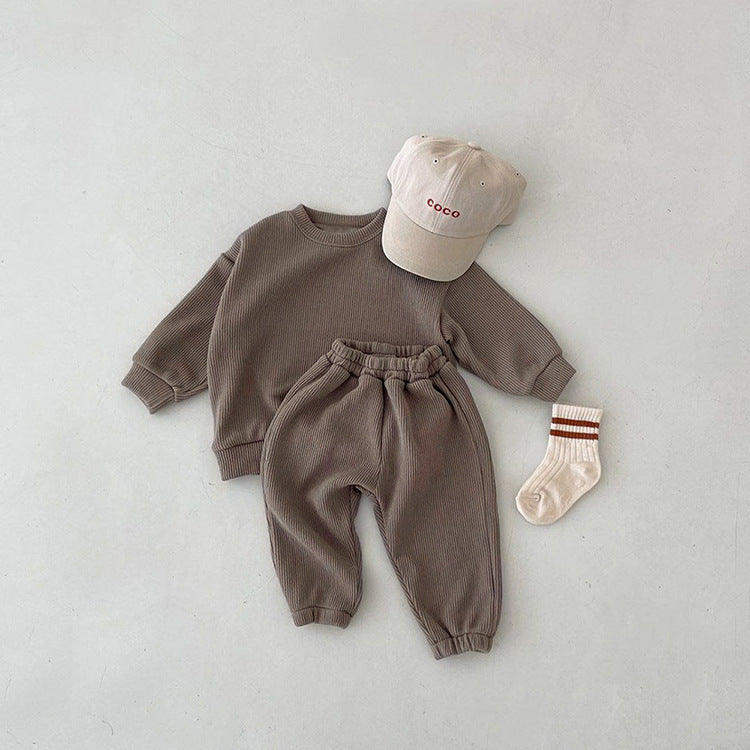 Baby Solid Color Long Sleeve Simple Style Hoodie Sets-6