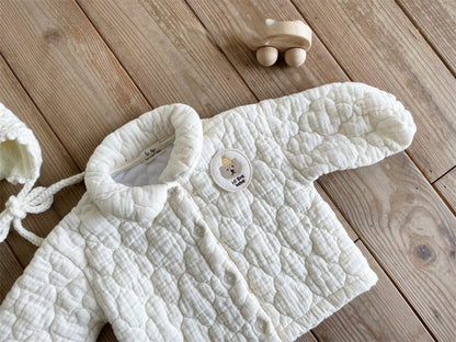 Baby Bear Patched Pattern Quilted Warm Lapel Cute Sets-5