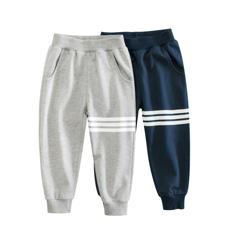 Boys Strips On Left Legs Sports Pants In Spring-0