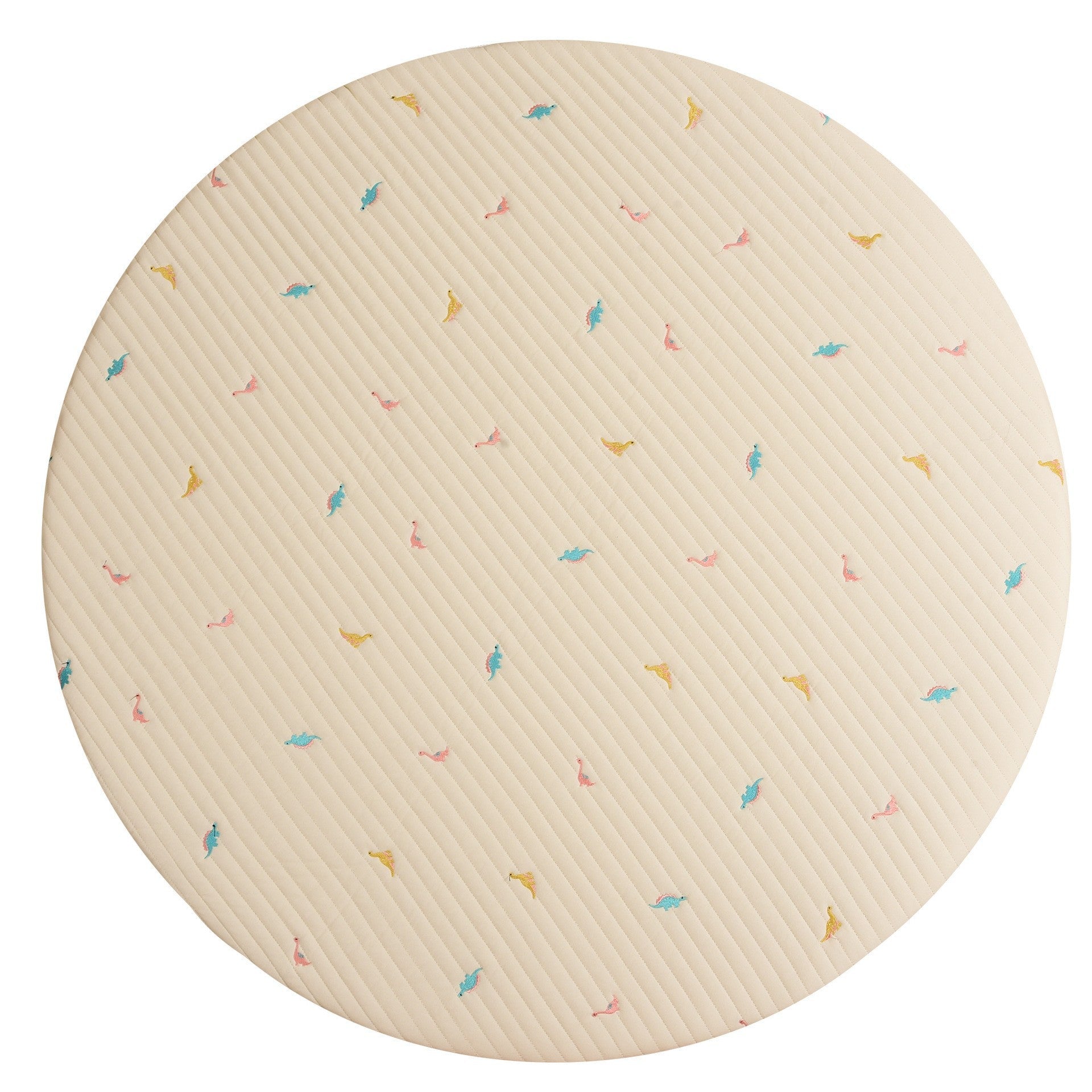 Bear Stitched Floor Mat, Embroidered, Round Shape, Detachable And Washable Baby Crawling Mat-5