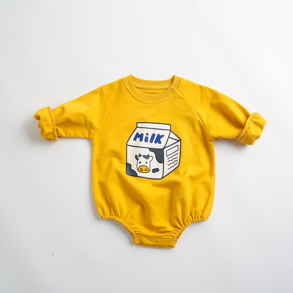 Newborn Baby Cartoon Graphic Shoulder Buckle Design Soft Onesies Bodysuit-6