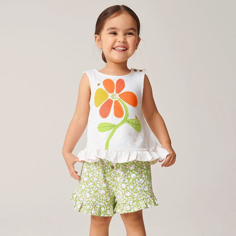 Summer Baby Kids Girls Floral Vest And Shorts Clothing Set-5