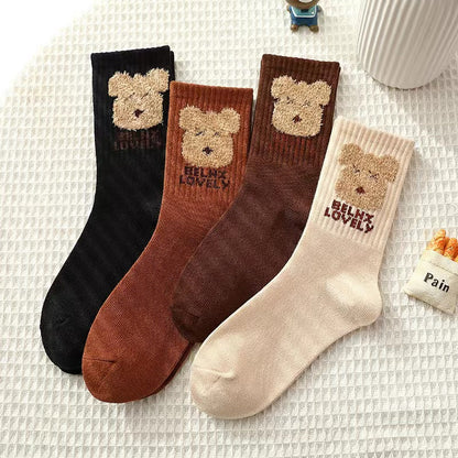 Baby Cartoon Pattern Mid-Tube Soft Cotton Fashion Socks 1 Bag=4 Pairs-5