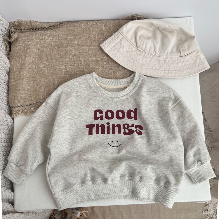 Baby Slogan Print Pattern O-Neck Pullover Hoodie-0