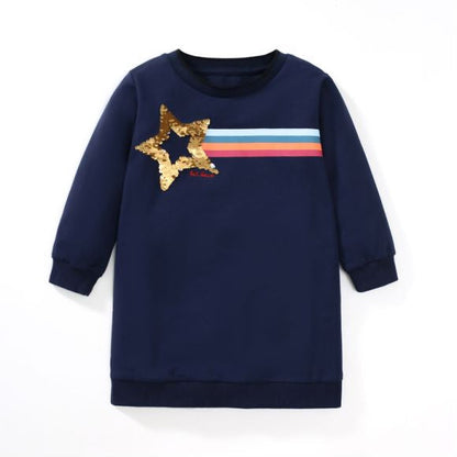 Baby Girl Navy Blue Fashion Long Sleeve Autumn Dress-0