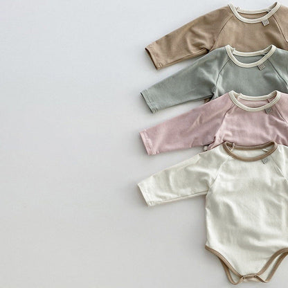 Baby Girl Solid Color Long Sleeves Soft Cotton Intimate Bodysuit-6