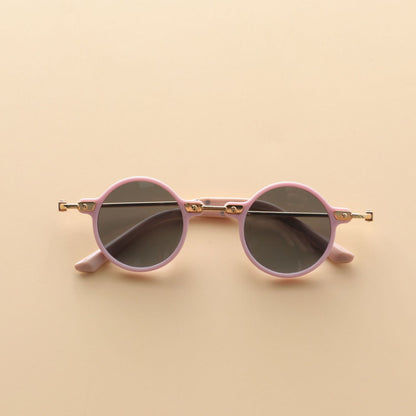 Kids Small Frame Design Vintage Style Metal Sunglasses-6