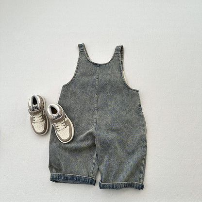 Unisex Spring Autumn Solid Overall Cowboy-6