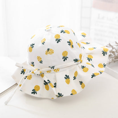 Baby Girl Floral Print Adjustable Design Sunshade Bucket Hats-6