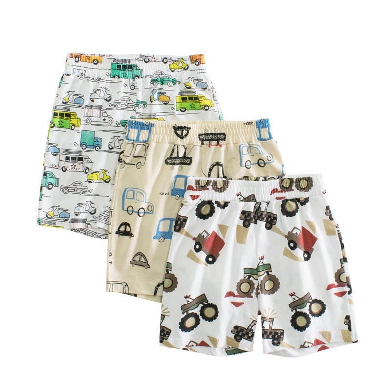 Baby Boy Cars Print Pattern Breathable Home Clothes Shorts-0