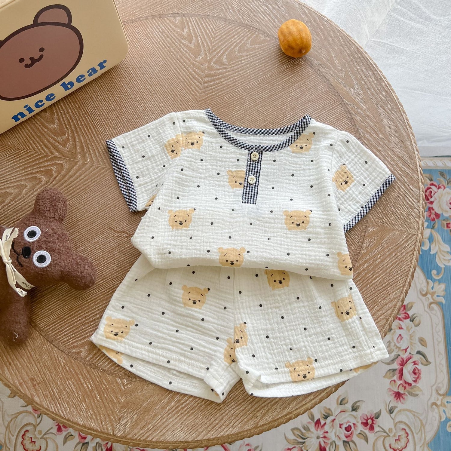 Baby Print Pattern T-Shirt Combo Shorts In Summer Sets-6