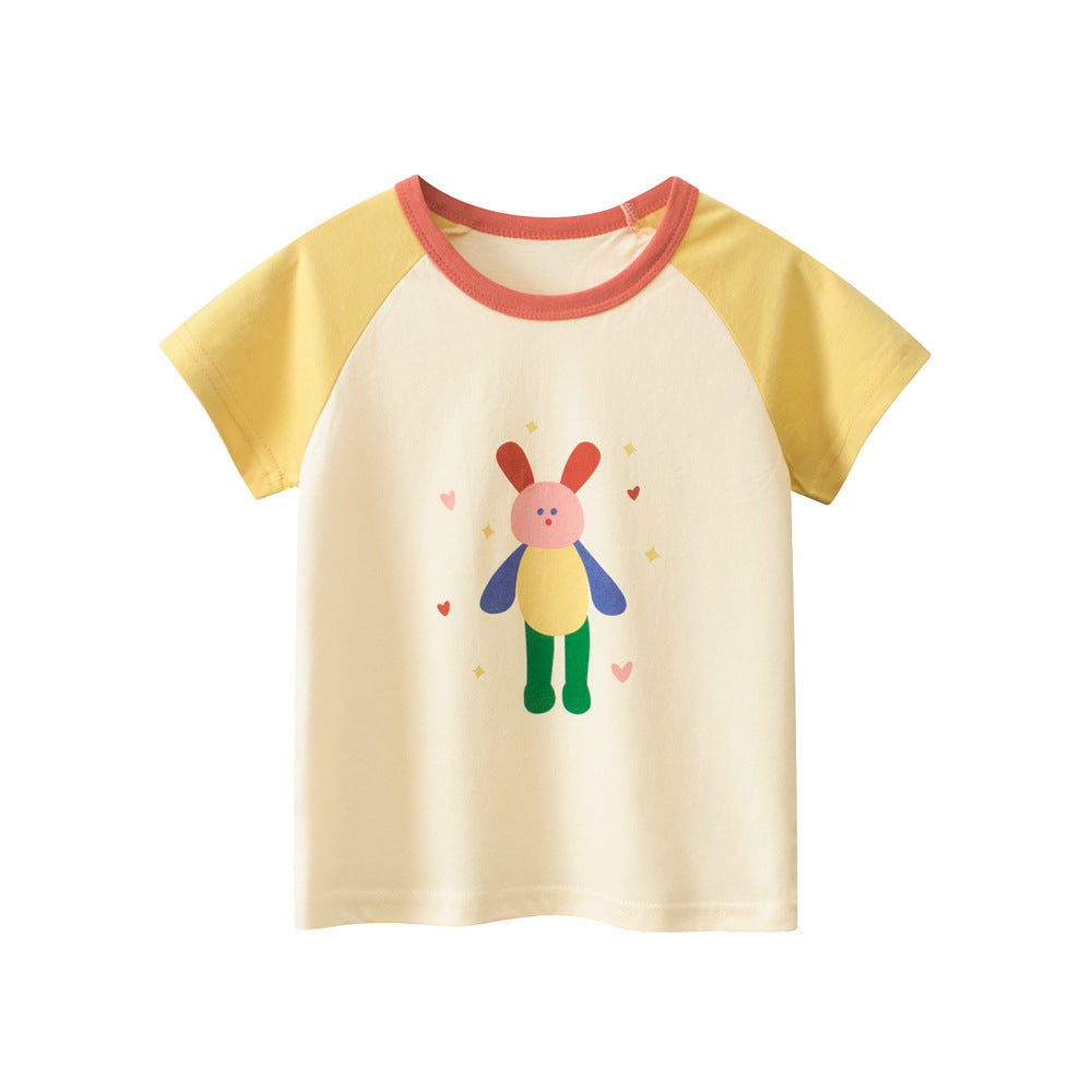 Cartoon Print Girls’ T-Shirt In European And American Style For Summer-0