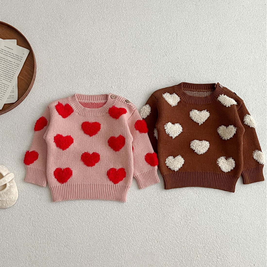 Baby Girl Sweet Heart Two Kinds Long Sleeve Pullover Fashion Sweater-0