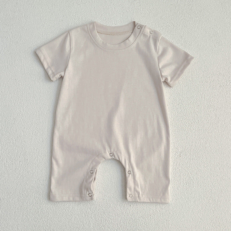 Summer Hot Selling Baby Unisex Solid Color Onesies And Romper Simple Plain Clothing Set-4