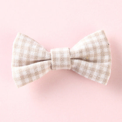 Girls Plaid Pattern Bow Tie Hair Fabric Clips Handmade Accessory-6