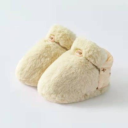 Newborn Baby Solid Color Plush Warm Shoes Outfits In Autumn &amp; Winter-5