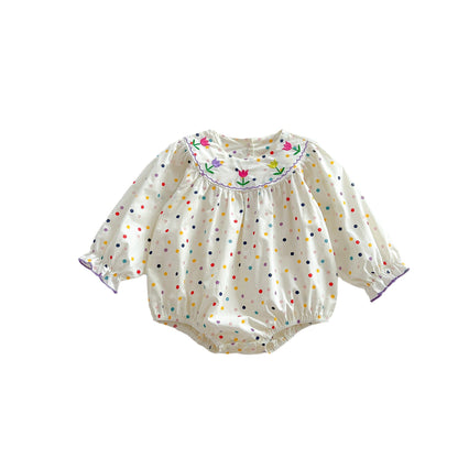 Print Pattern Sweet Style Long Sleeve Princess Onesies-6