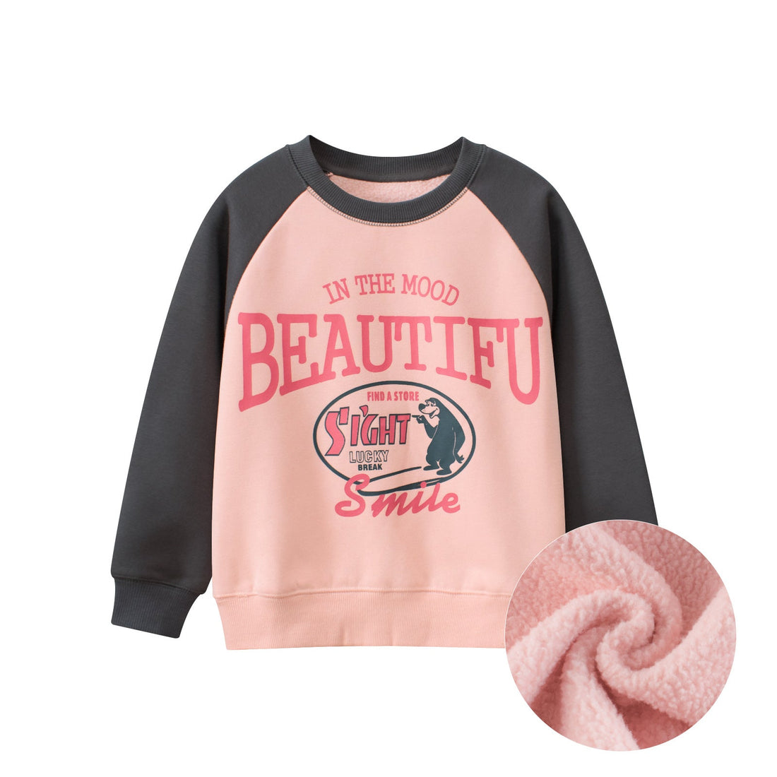 Baby Girl Kids Animal Cartoon Letters Printing Crew Neck Long Sleeve Fleece Pullover-0