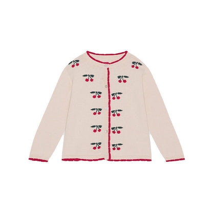 Cherry Embroidered Design Cute Cardigan-5