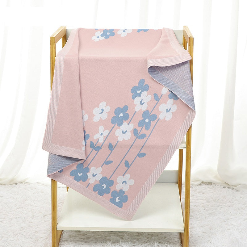 Hot Selling: Spring/Summer New Arrival Knitted Beautiful Flower Soft Baby Blanket, Perfect For Newborn Boys And Girls-5