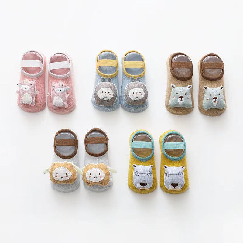 Baby 3D Cartoon Animal Patched Design Dispensing Non-Slip Lace-Up Socks Shoes-0