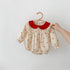 New Arrival Baby Cherry Printing Onesie For Girls With Peter Pan Collar-0