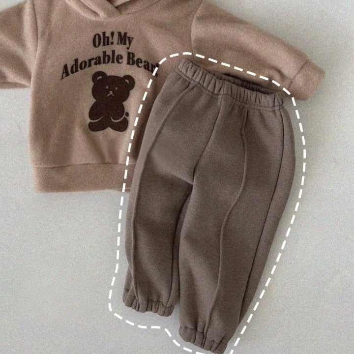 Baby Solid Color Loose Fleece Thickened Warm Sweatpants In Autumn-7