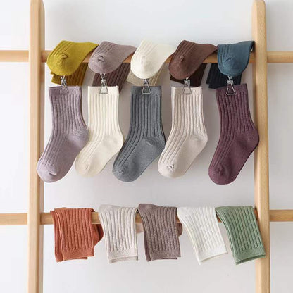 Baby Unisex 1Lot=5Pairs Solid Pit Bar Double-Needled Socks-0