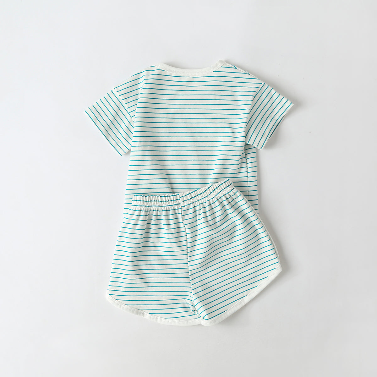 Baby Smiley Patched Pattern Striped Graphic Tee Combo Shorts Sets-6