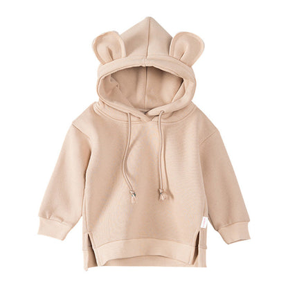 Baby Solid Color Animal Ear Patch Design Autumn Korean Style Hoodie-6