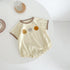 Baby Girl Cute Smile Face Print Short-Sleeved Round Collar Simpfy Onesies-5