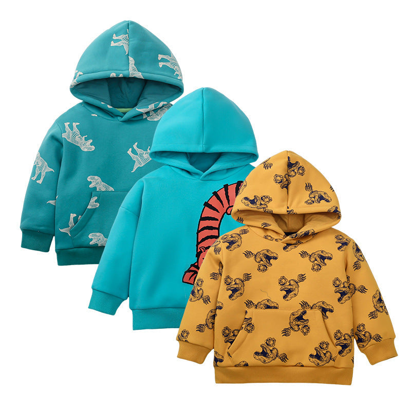 Baby Boy 1pcs Cartoon Animal Pattern Composite One Piece Fleece Sweatshirt-0