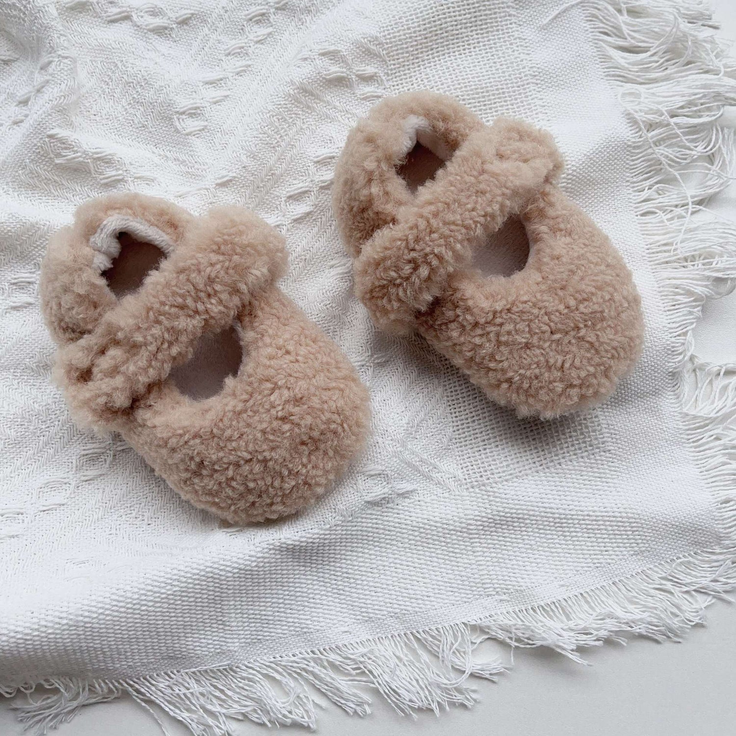 Infant Baby Solid Color Plush Warm Shoes In Winter-7