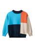 Baby Boy Color Patchwork Crew Neck Long Sleeve Knitwear Pullover-0