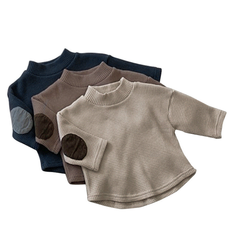 Baby Solid Color Waffle Knit Design Hoodie With Overalls-7