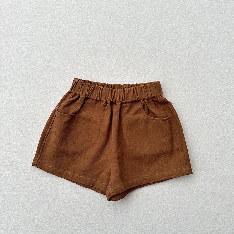 Summer New Arrival Kids Unisex Casual Thin Solid Color Basic Shorts-7